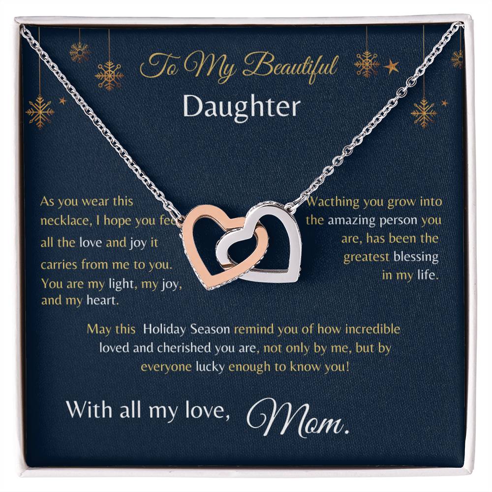 Interlock Hearts Necklace - From Mom To My Beautiful Daughter -