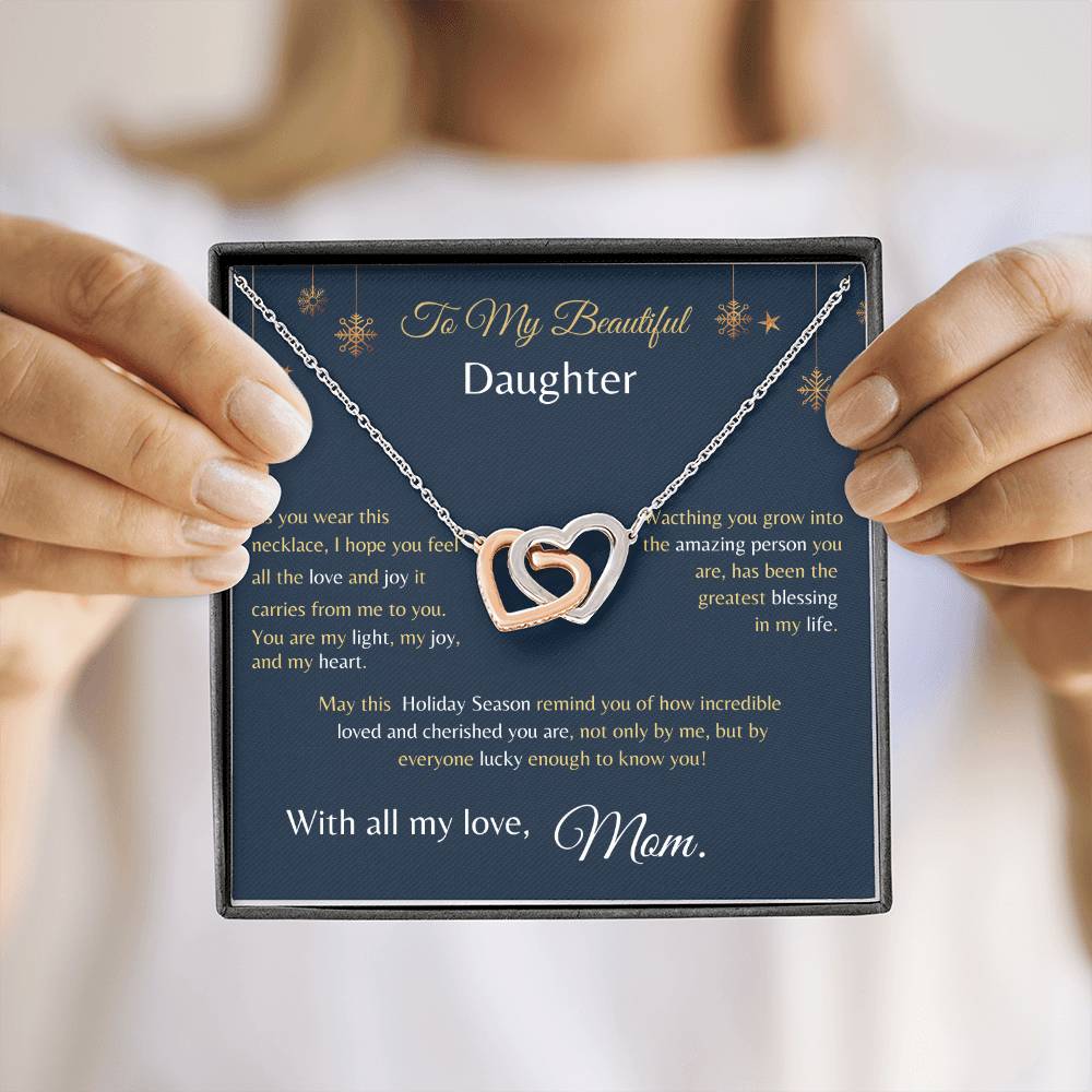 Interlock Hearts Necklace - From Mom To My Beautiful Daughter -