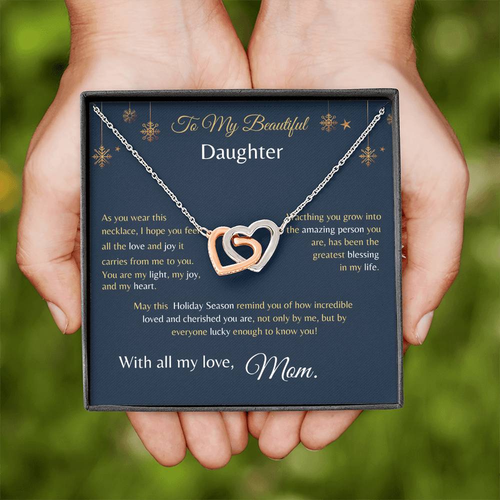 Interlock Hearts Necklace - From Mom To My Beautiful Daughter -
