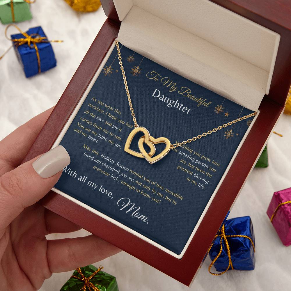 Interlock Hearts Necklace - From Mom To My Beautiful Daughter -