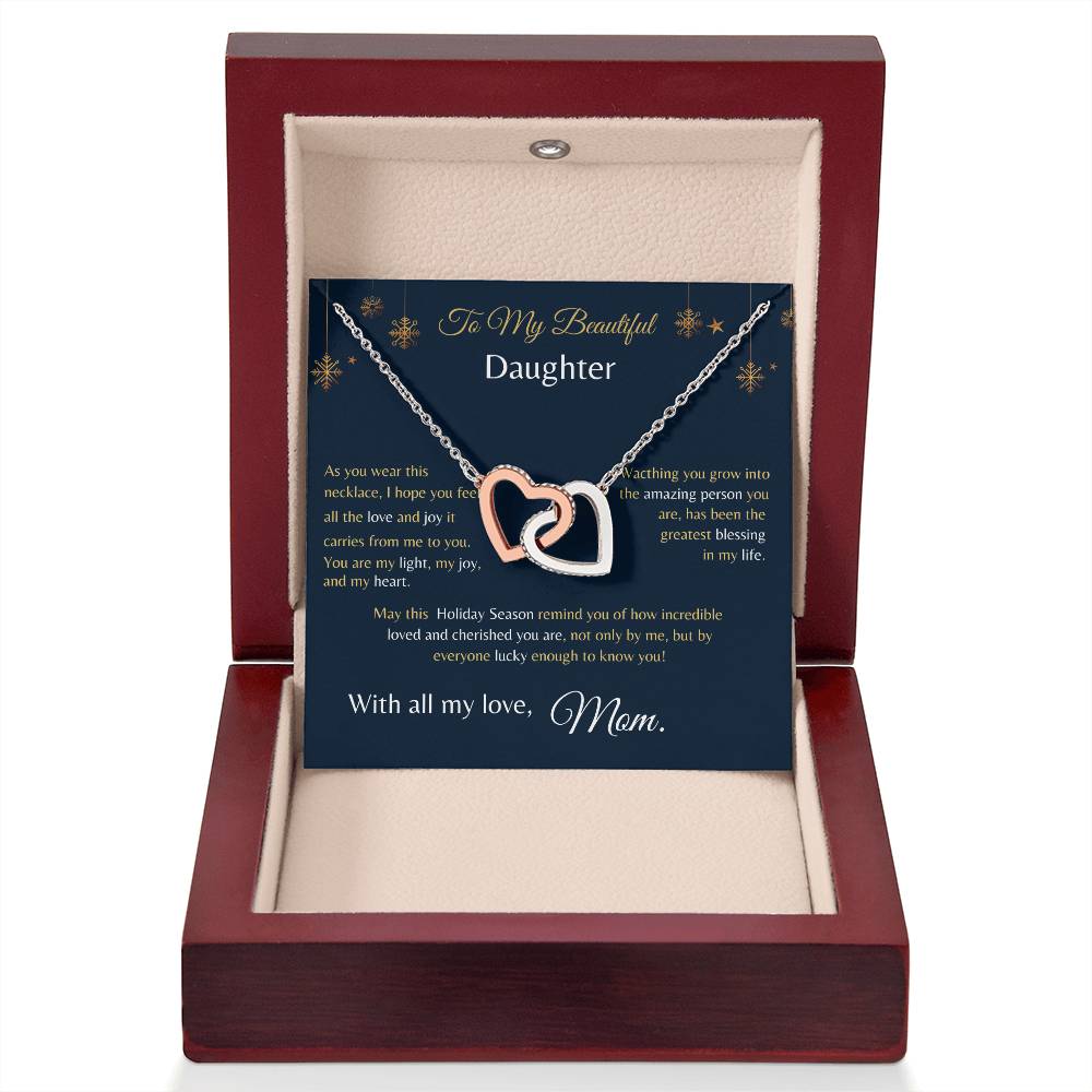 Interlock Hearts Necklace - From Mom To My Beautiful Daughter -