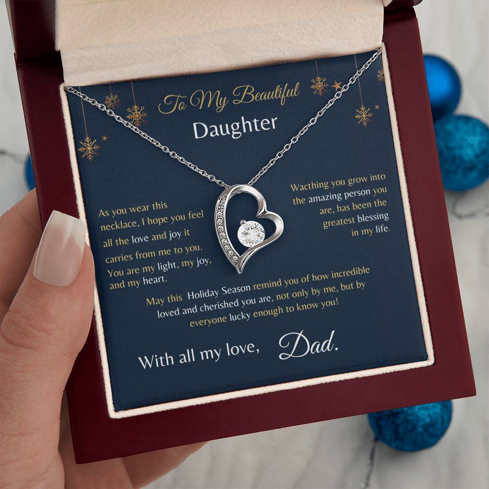 Forever Love Necklace - From Dad To My Beautiful Daughter - Christmas Gift