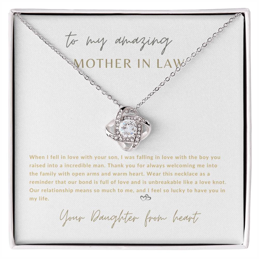 To My Amazing Mother In Law! Love Knot Necklace