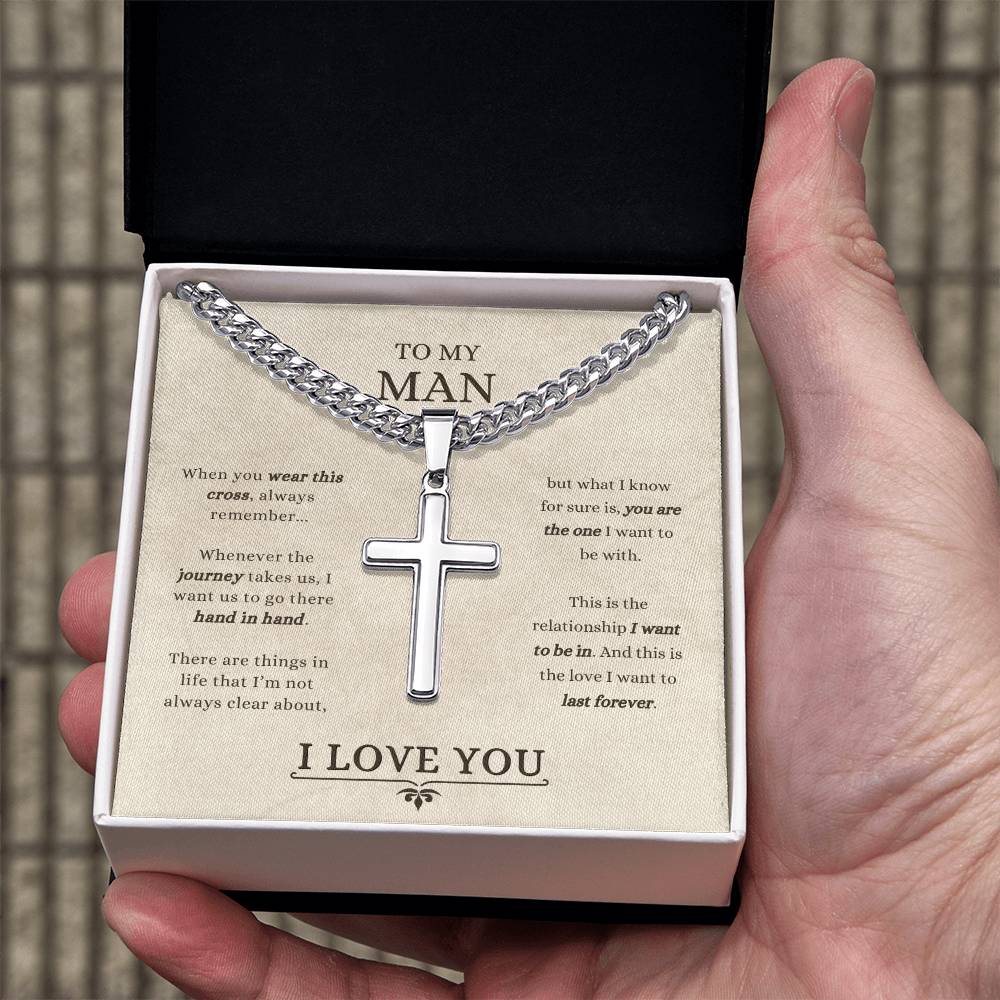 To My Man - Cuban Link Chain with Artisan Cross