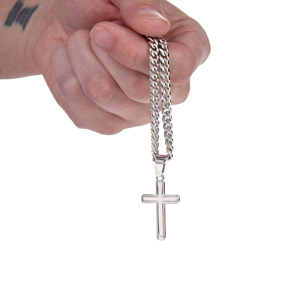 To My Husband - Cuban Link Chain with Artisan Cross