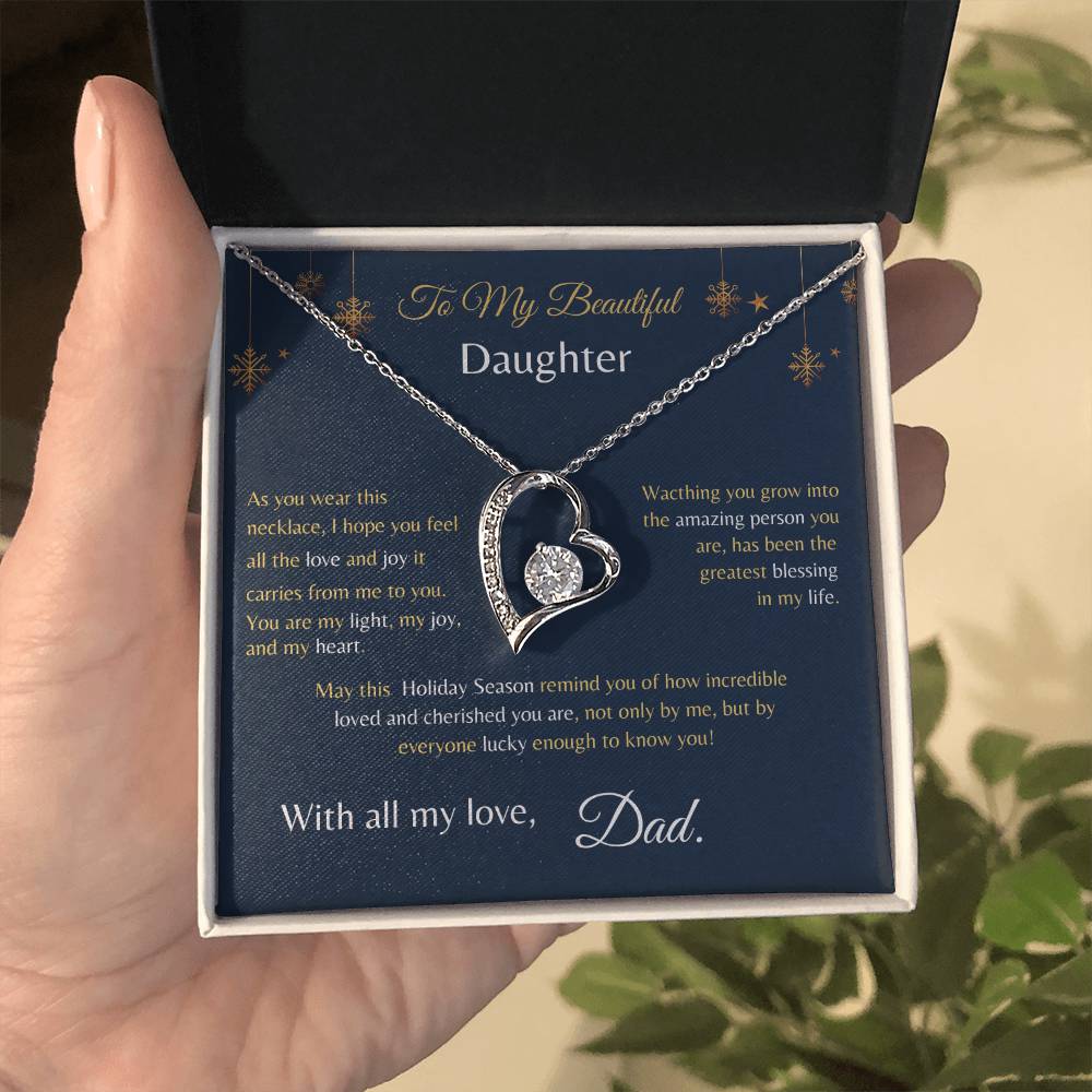 Forever Love Necklace - From Dad To My Beautiful Daughter - Christmas Gift